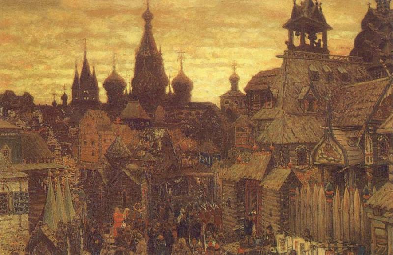 unknow artist The Old Moscow a street in Kitai-Gorod in the 17th century Sweden oil painting art